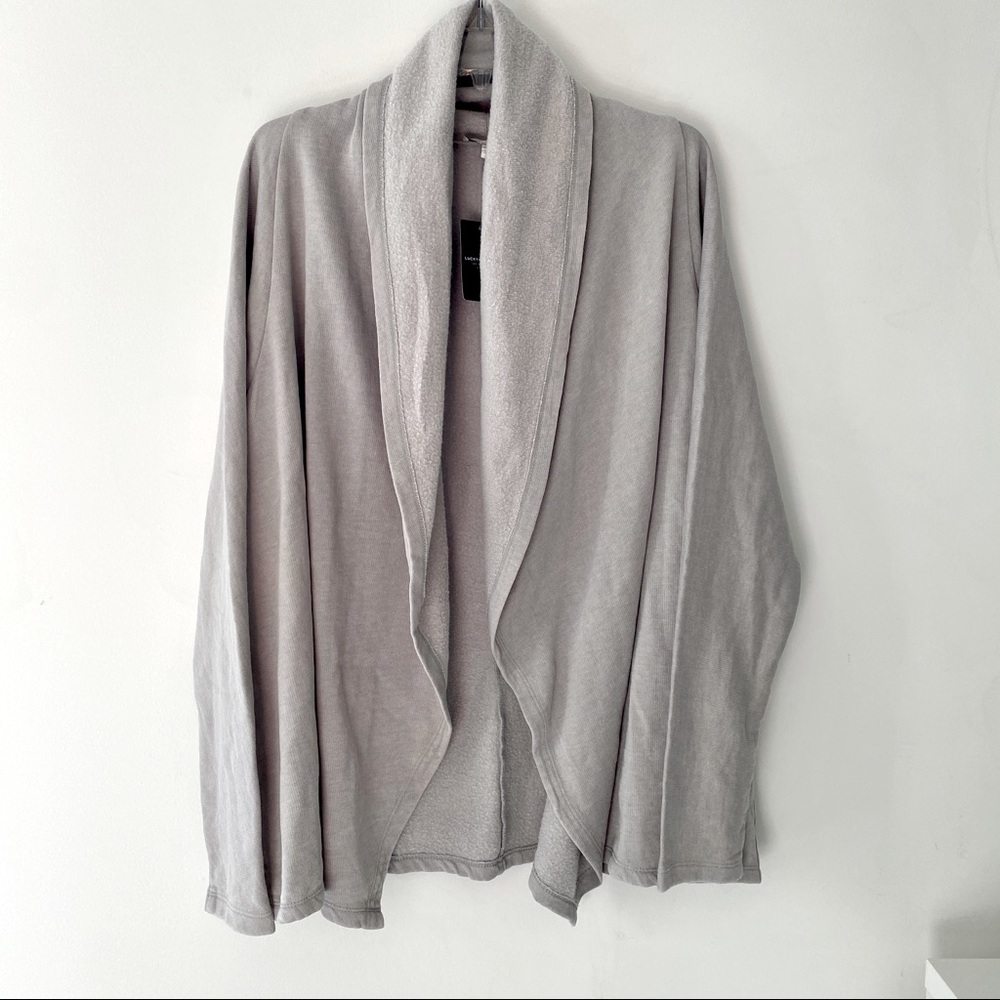 Lucky Brand Womens Cardigan Size XL Open Front Knit Grey Long Sleeve Draped